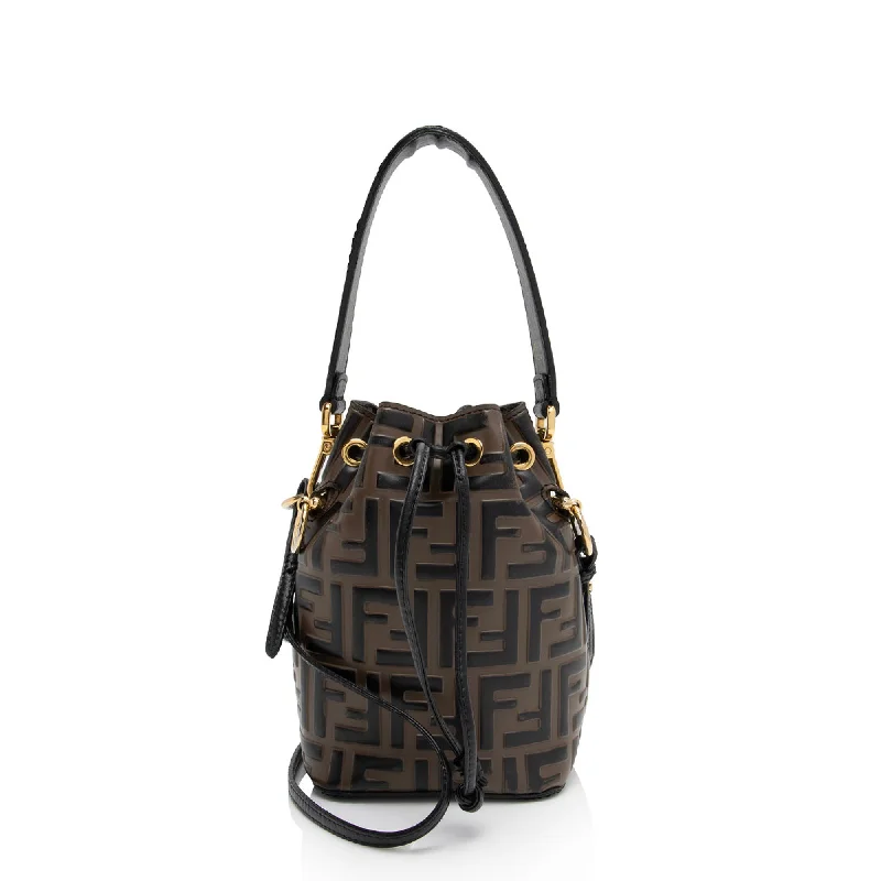 Fendi FF Embossed Calfskin Mon Tresor Mini Bucket Bag (SHF-ci9vp1)