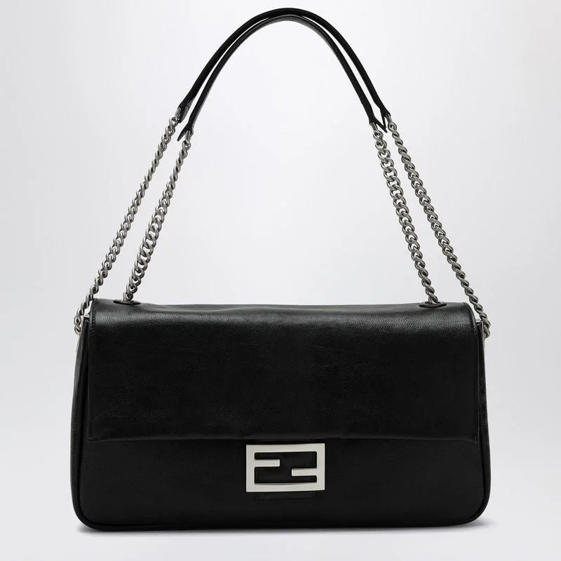 FENDI Large Leather Chain Baguette Handbag