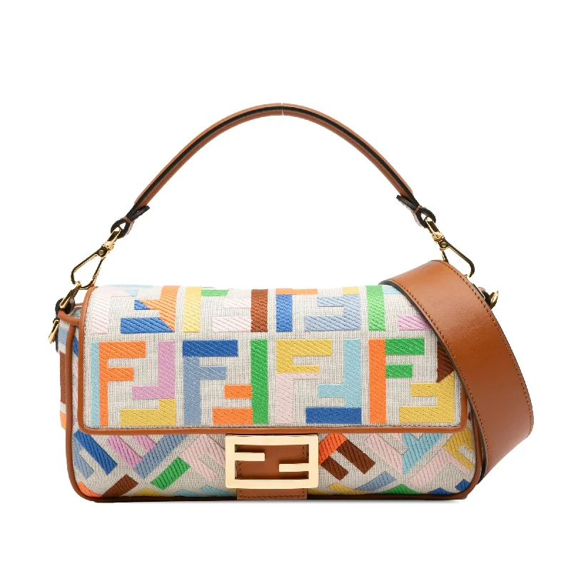 Fendi Zucca Embroidered Canvas Baguette Satchel (SHG-xxhsTe)