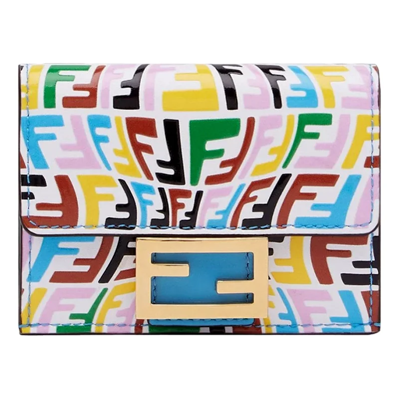 Fendi Vertigo Baguette Multicolor Leather Small Trifold Wallet