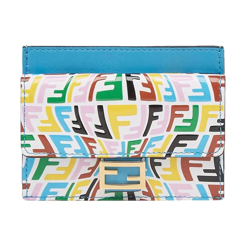 Fendi Vertigo Baguette Multicolor Leather Card Holder Wallet