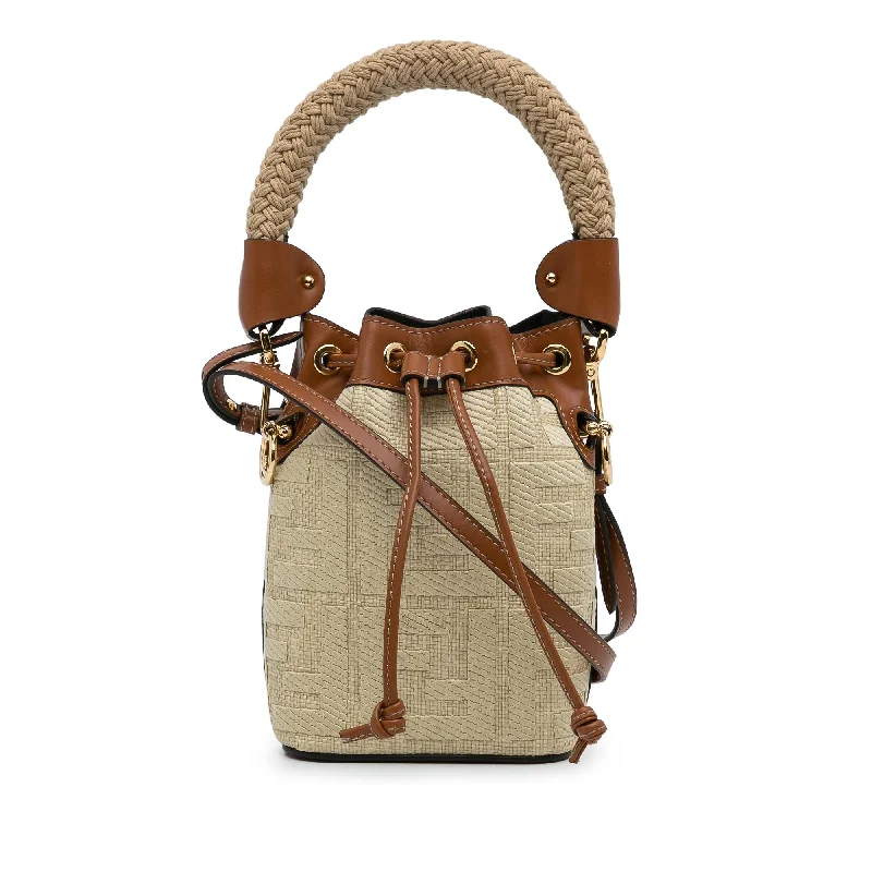 Fendi Mini Raffia Zucca Mon Tresor Bucket Bag (SHG-nU09oe)