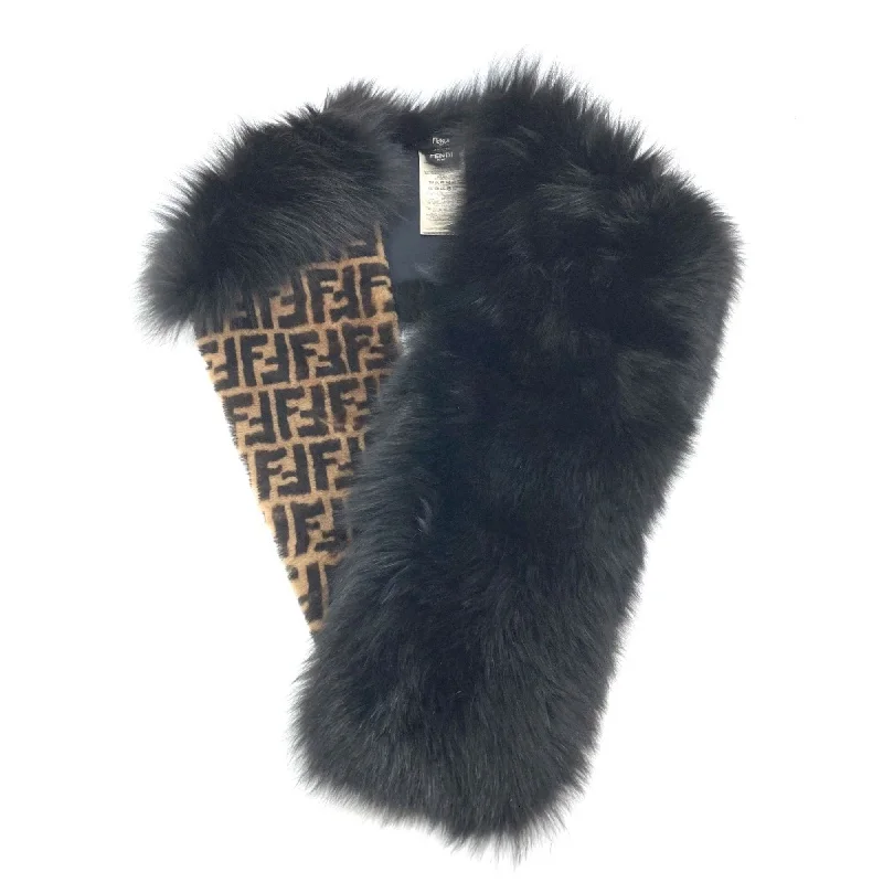 Fendi FNG496 Fur fur Scarf Black Brown