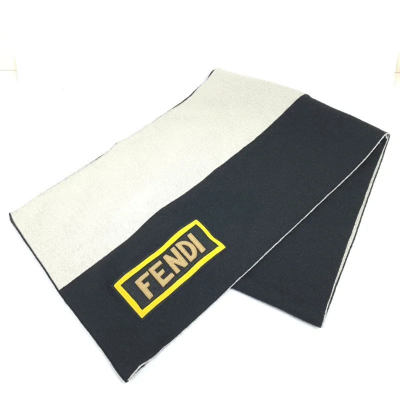 Fendi FXS124 logo Bicolor Scarf Black x White