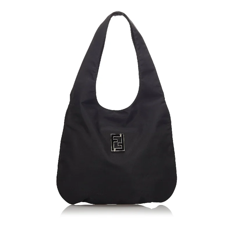 Fendi Black Nylon Fabric Hobo Bag Italy