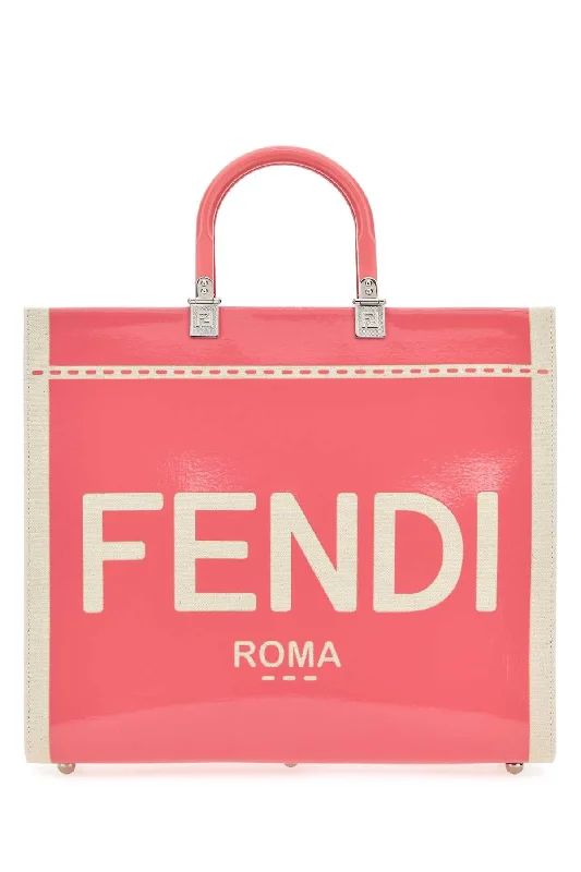 FENDI Two-Tone Canvas Medium Sunshine Shopping Handbag (35 cm x 30 cm x 16 cm)