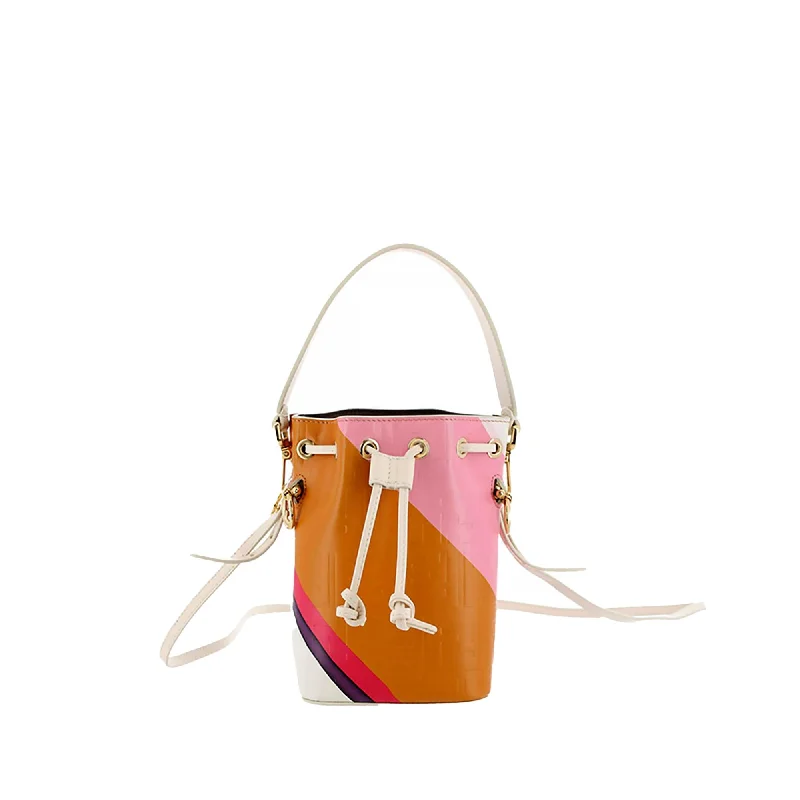 Fendi FF Embossed Striped Mini Mon Tresor Bucket Bag (SHG-ryQxMo)