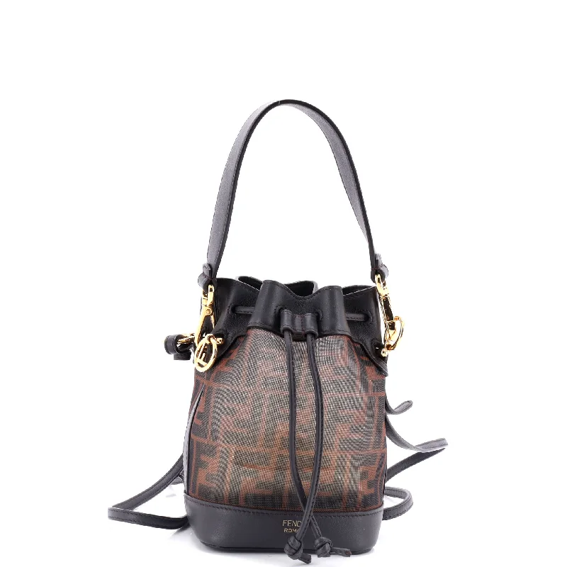 Mon Tresor Bucket Bag Zucca Mesh with Leather Mini