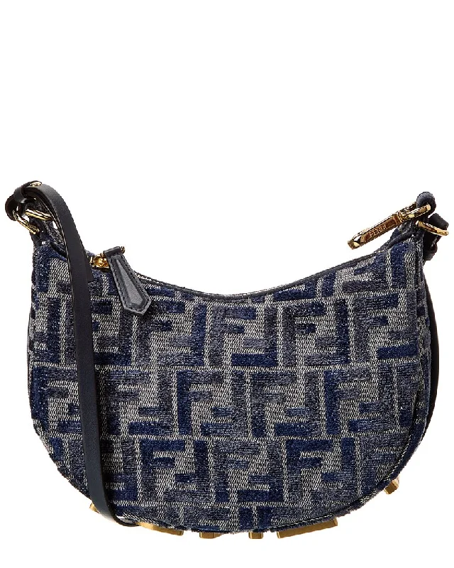 FENDI Fendigraphy Mini FF Jacquard Chenille & Leather Hobo Bag