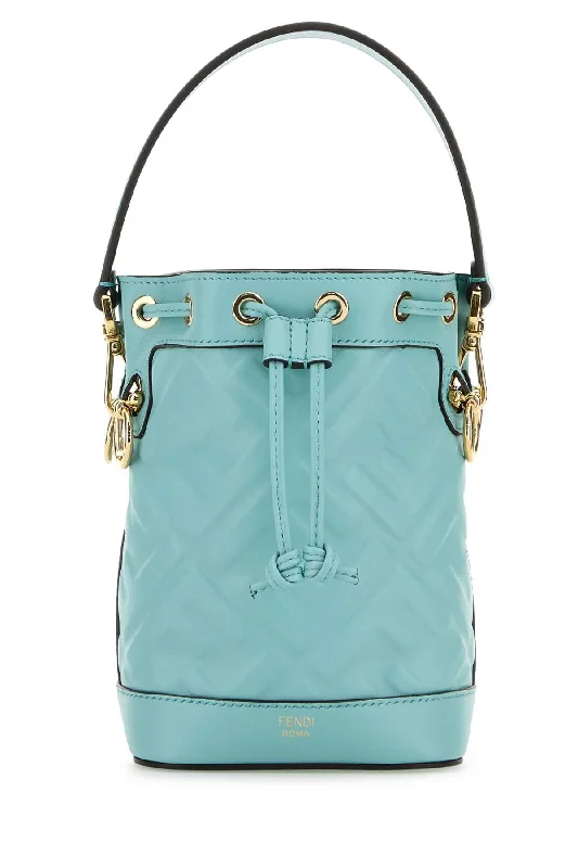 FENDI Mini Leather Bucket Handbag - Light Blue