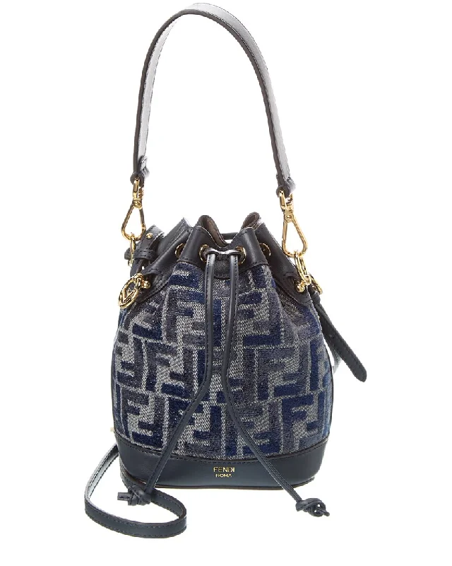 FENDI Mon Tresor Mini FF Chenille & Leather Bucket Bag