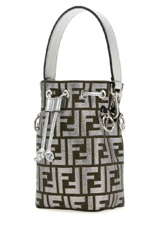 Fendi Woman Embroidered Fabric Mini Mon Tresor Bucket Bag