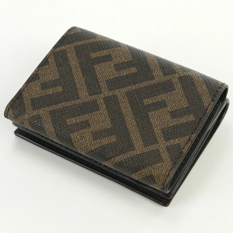 FENDI Diagonal Wallet Zucca 7M0280 AFB4 F1DZA Trifold PVC Unisex