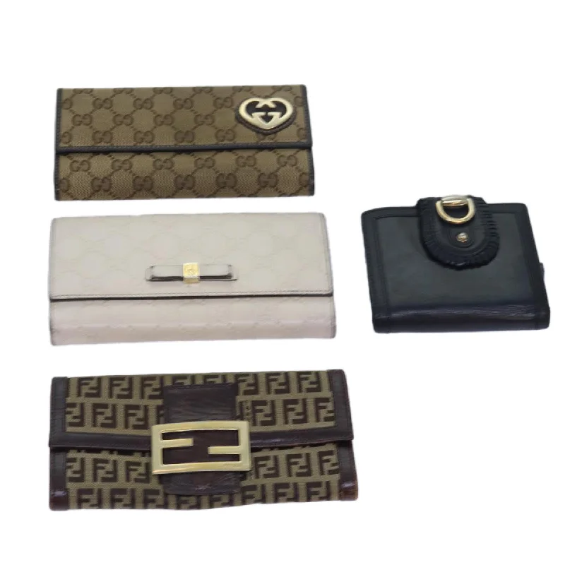 FENDI Gucci GG Canvas Wallet Leather 4Set Black Beige white  yk12710