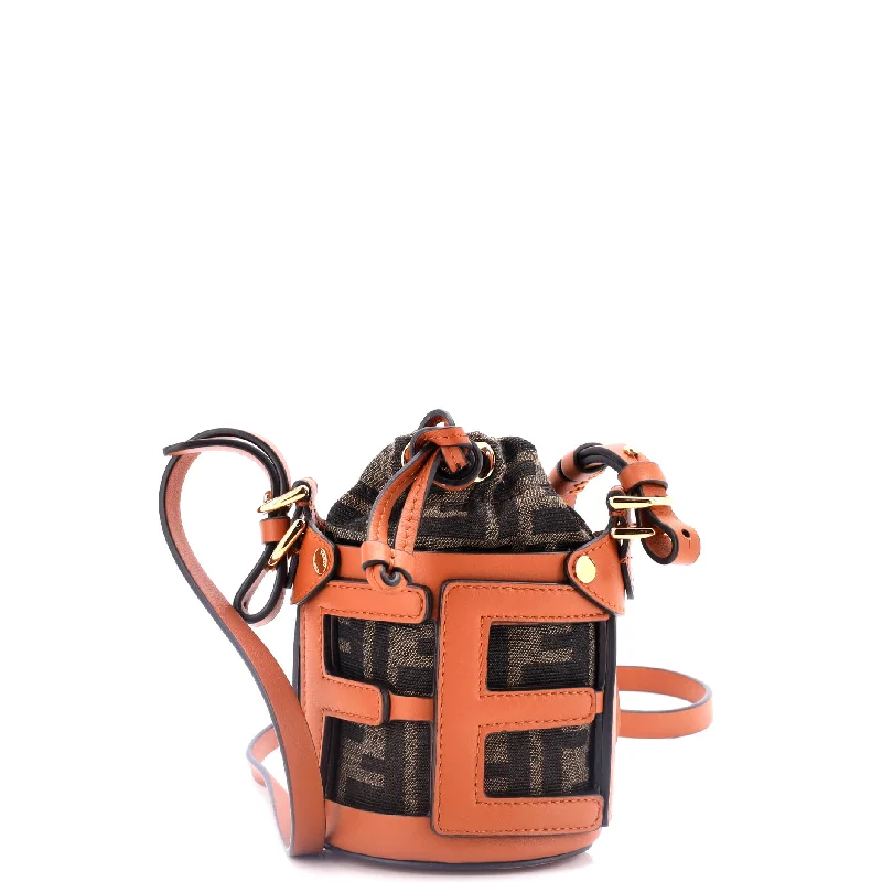 Step Out Bucket Bag Leather with Zucca Canvas Nano