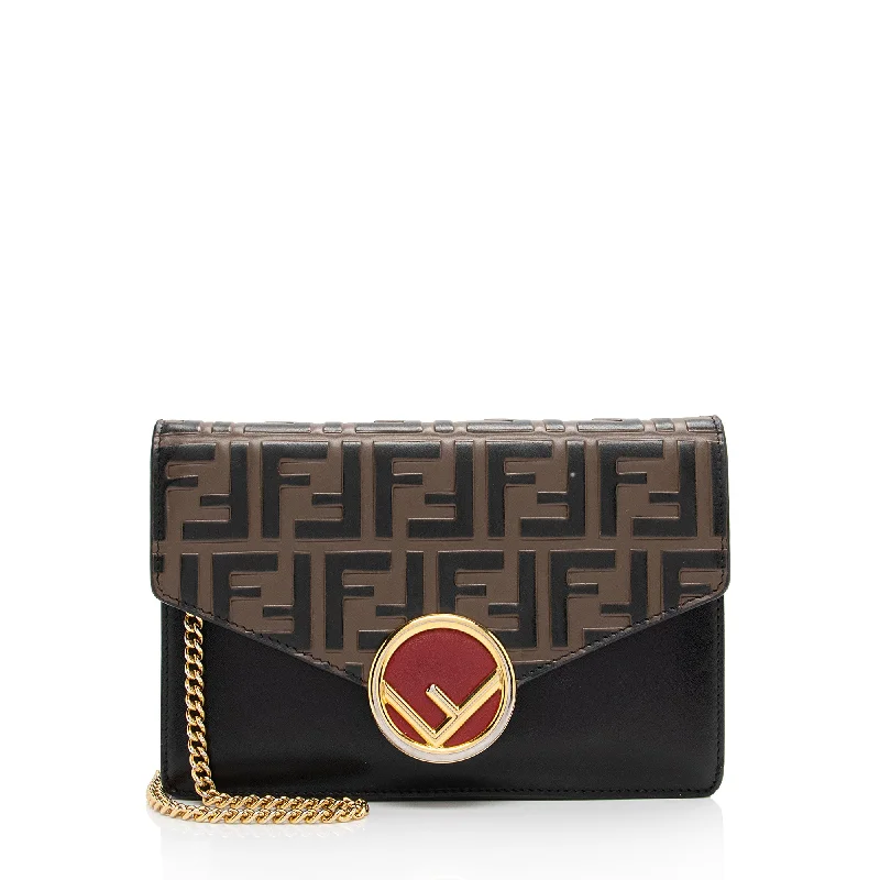 Fendi FF Embossed Calfskin Wallet on Chain Mini Bag (SHF-BJP8ux)