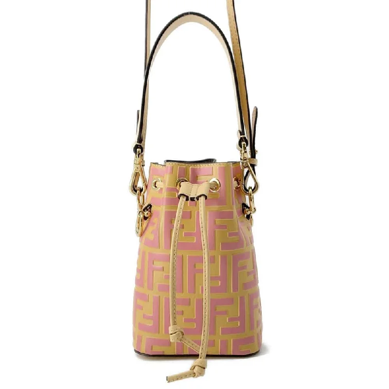 FENDI Montresor bucket bag Beige/Pink 8BS010 Leather Size Mini