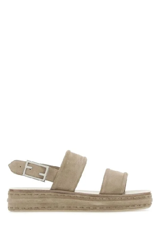 Fendi Man Cappuccino Suede Sandals