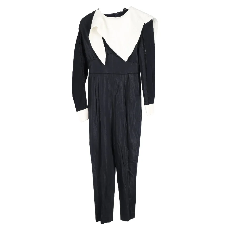 Fendi Scarf Detail Long Sleeve Jumpsuit in Black Polyester