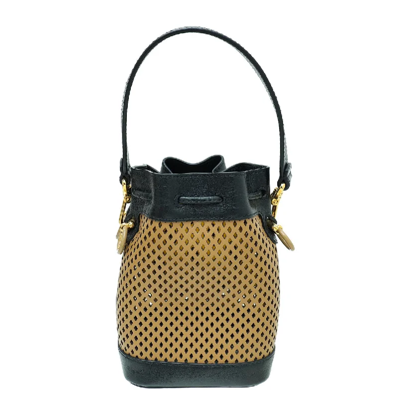 Fendi Bicolor Perforated Mini Mon Tresor Bucket Bag