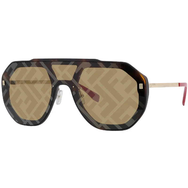 Fendi Women's Sunglasses - Brown with Logo Lens Dark Havana Aviator | FE40006U 52G