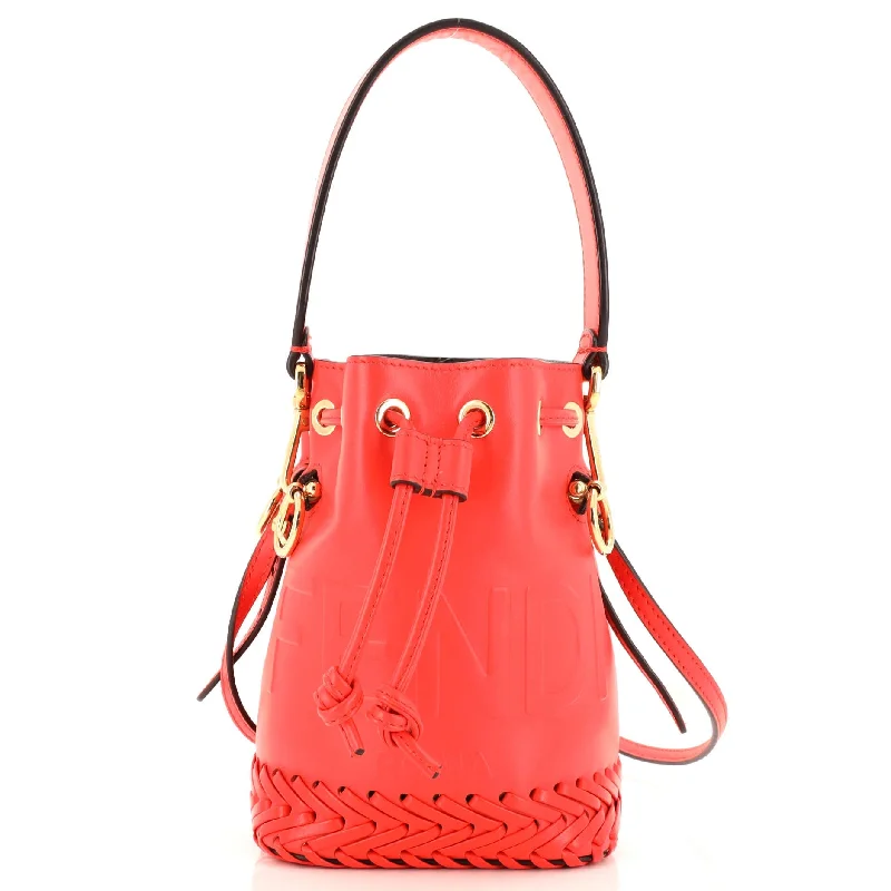 Mon Tresor Bucket Bag Leather with Whipstitch Detail Mini