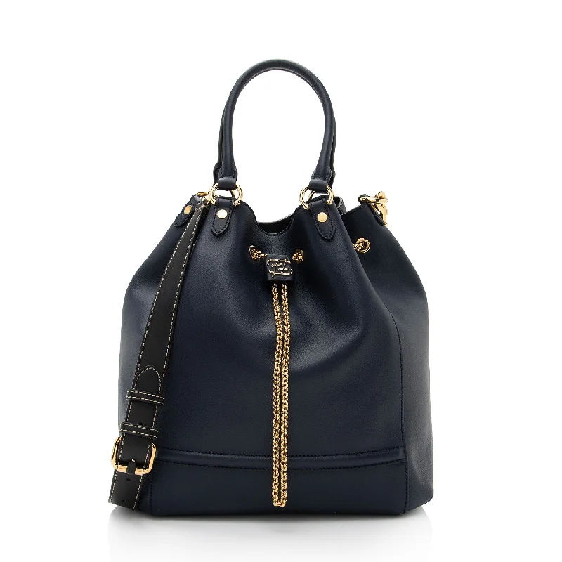 Fendi Leather Karligraphy Chain Bucket Bag (SHF-9MnXHw)