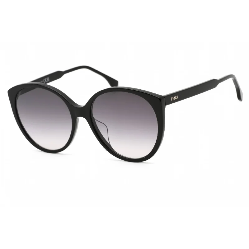 Fendi Women's Sunglasses - Black Plastic Oval Frame Grey Gradient Lens | FE40029U 01B