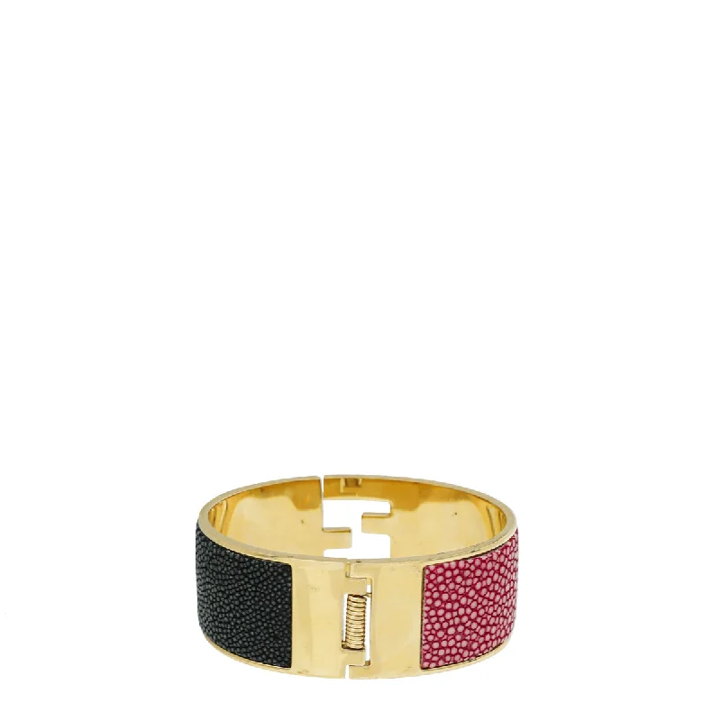 Fendi Bicolor Fendista Galuchat Bracelet