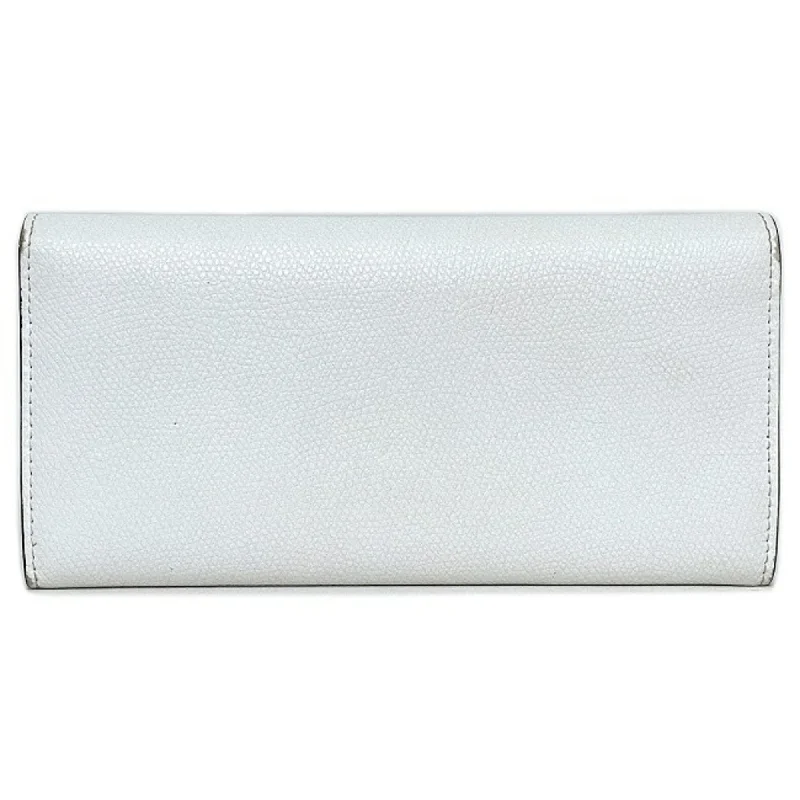 Fendi Bifold Long Wallet White Gold Fizu 8M0251 A18B Leather GP FENDI Women's