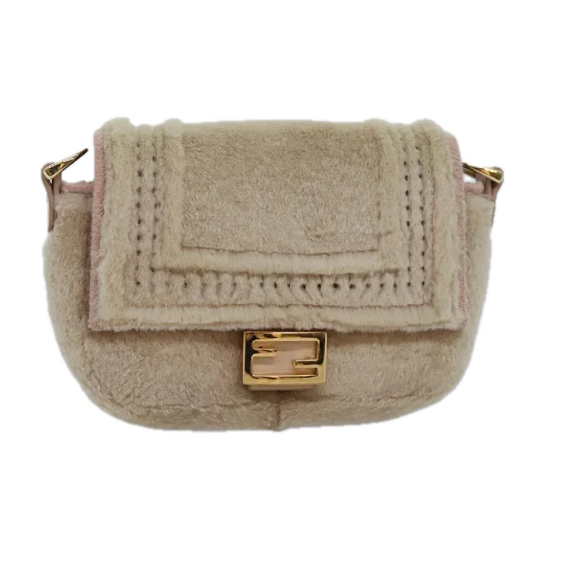 FENDI Chain Shoulder Wallet Beige Gold  90429