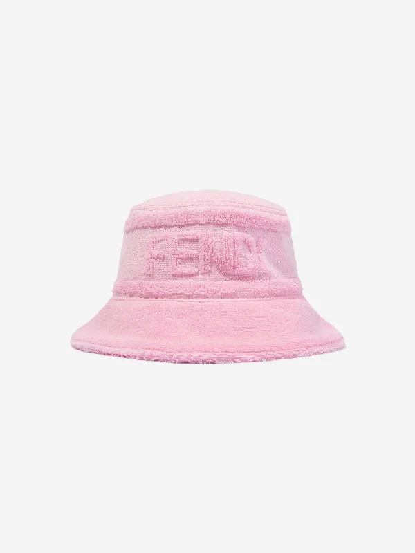 Fendi Girls Logo Bucket Hat in Pink