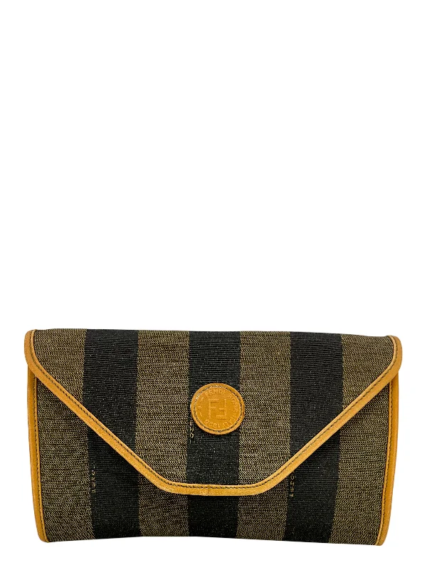 FENDI Vintage Vinyl Pequin Striped Envelope Clutch Bag