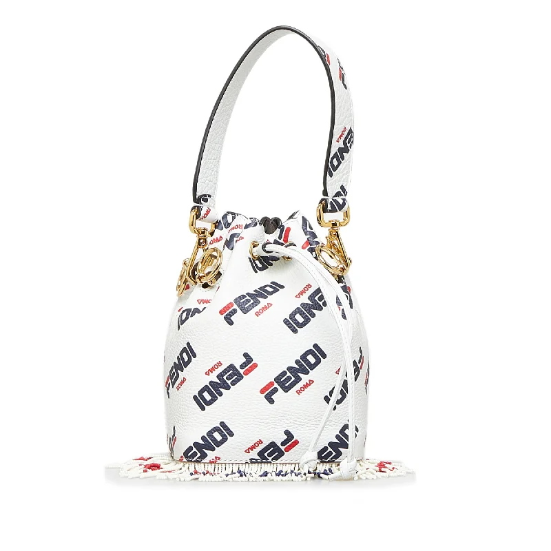 White Fendi Fendi X Fila Mania Mini Mon Tresor Bucket Bag