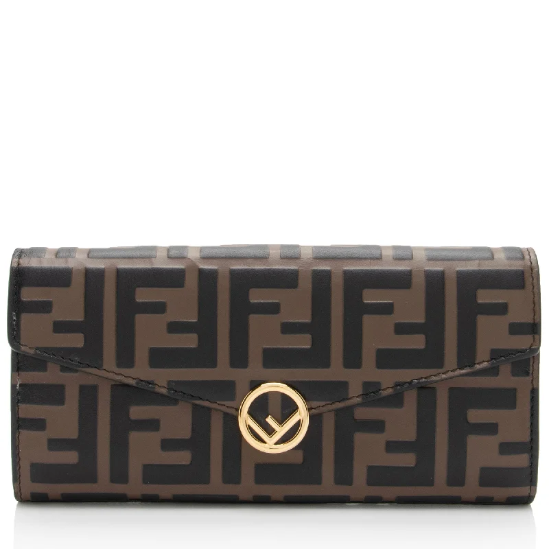 Fendi FF Embossed Leather F is Fendi Continental Wallet (SHF-WjgAL8)