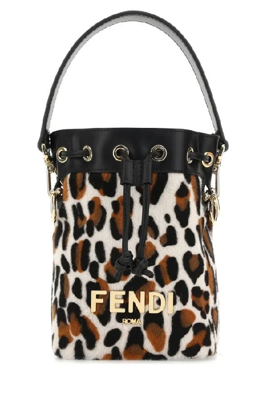 Fendi Woman Printed Calf Hair And Leather Mini Mon Tresor Bucket Bag