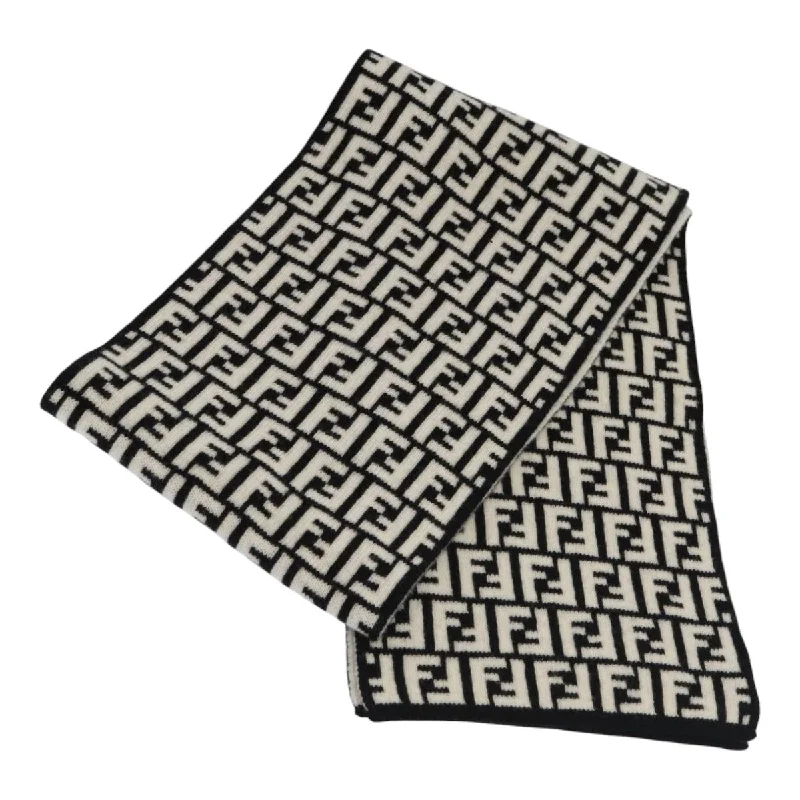 FENDI Zucca Canvas Scarf Wool Black  am6975