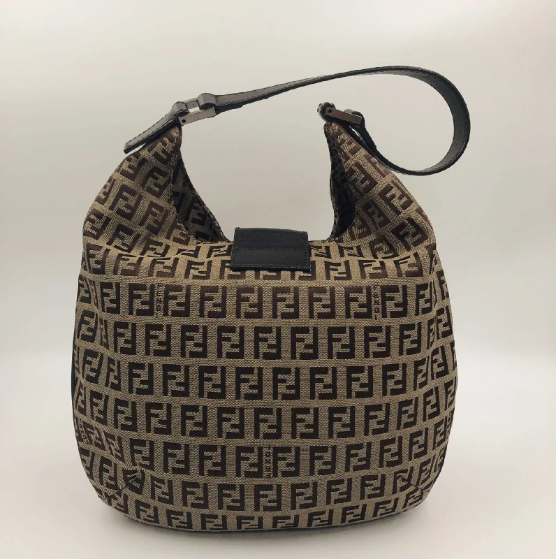 Fendi Croissant Hobo Bag in Beige Zucchino Canvas