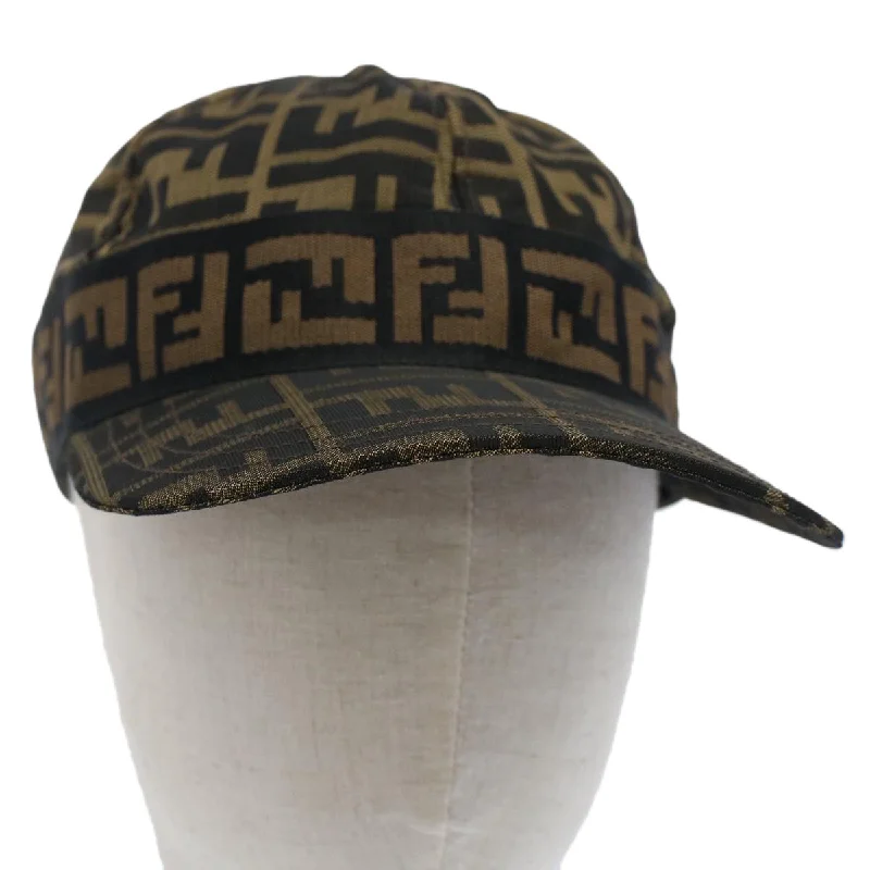 FENDI Zucca Canvas Cap M Black Brown  yk8280