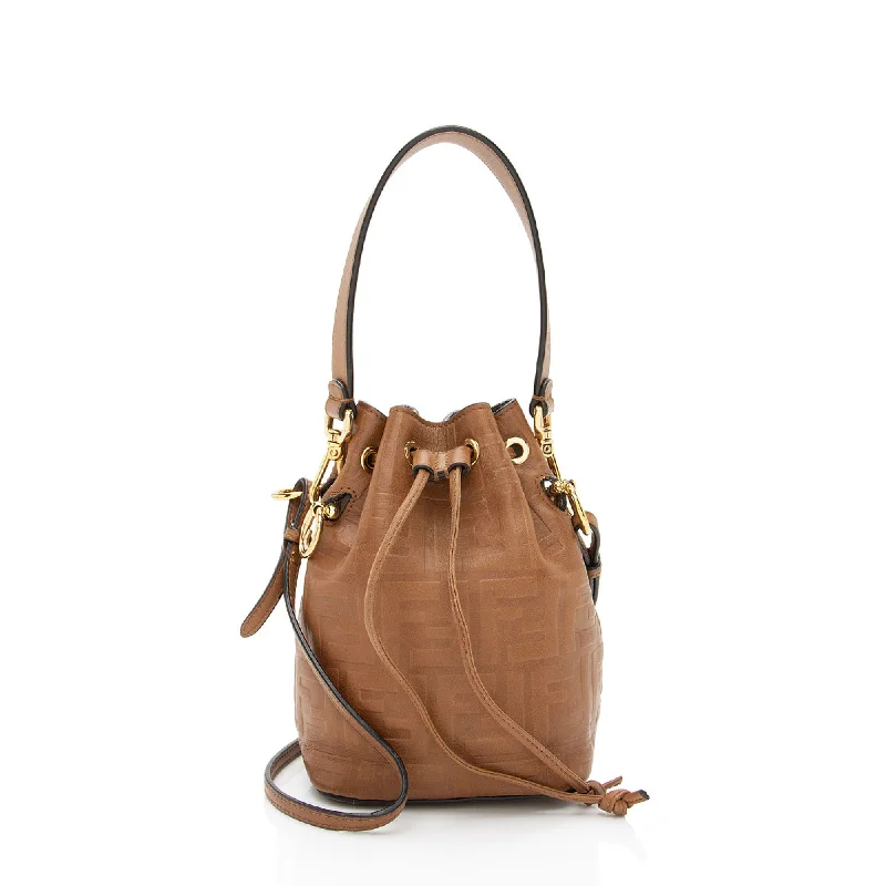 Fendi FF Embossed Calfskin Mon Tresor Mini Bucket Bag (SHF-E3Olct)