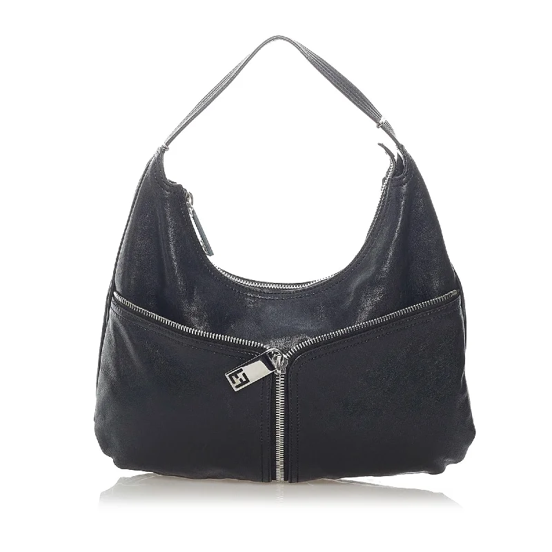 Fendi Unzipped Leather Hobo Bag